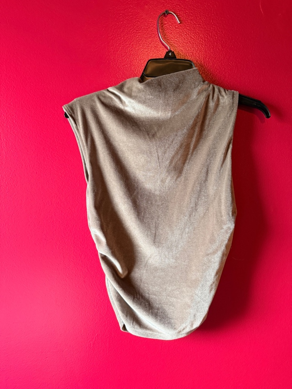 Sleeveless Mock Neck Velvet Tank Tops - Taupe, black, green, burgundy